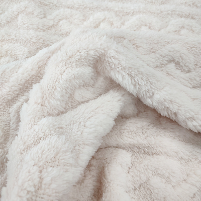 冬のパジャマのための白く総括的なPlush Shuのベルベティーンの生地270 GSM柔らかいSherpa
