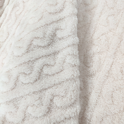 冬のパジャマのための白く総括的なPlush Shuのベルベティーンの生地270 GSM柔らかいSherpa