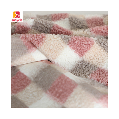 格子縞によって印刷されるSherpaは家具製造販売業のHometextileのハンドバッグのための生地300gsmを羊を刈る