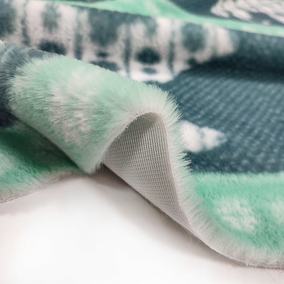 印刷されたウサギのPlush緑の擬似毛皮材料330gsm 150D